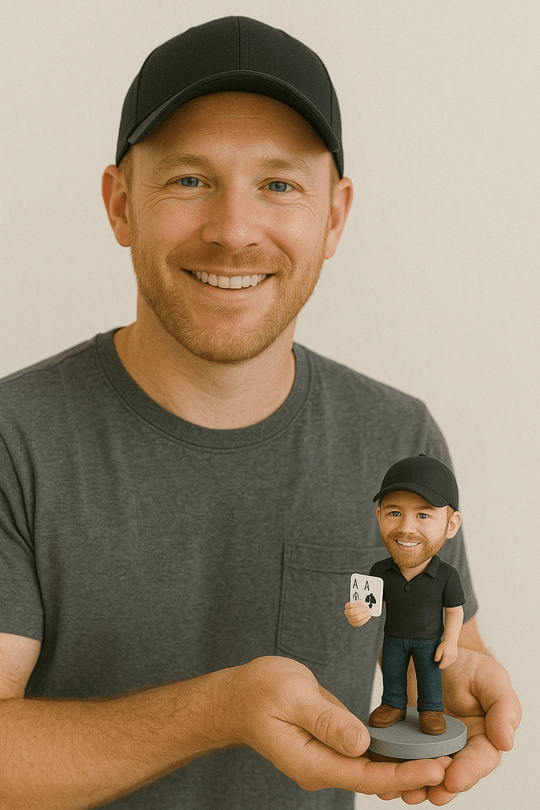 Custom Bobble Head Mini Figurine Poker Player Customized
