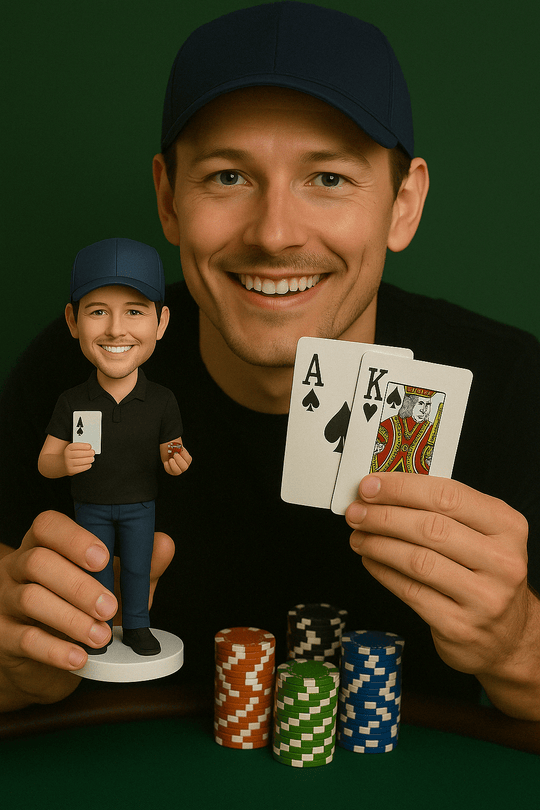 Custom Bobble Head Mini Figurine Poker Player Customized