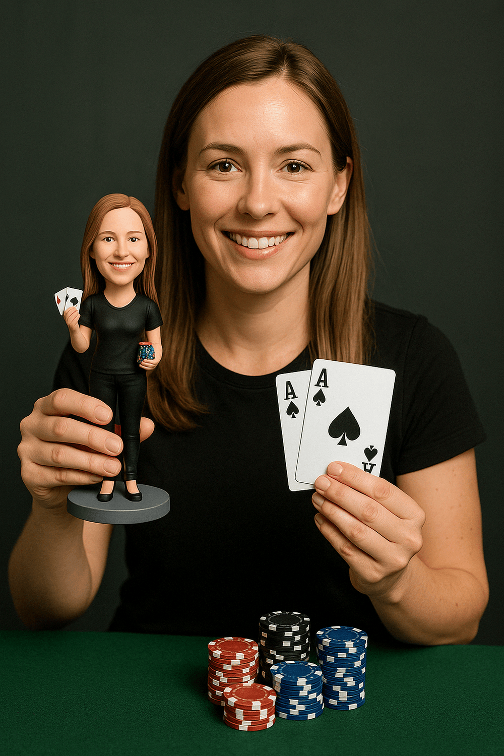Custom Bobble Head Mini Figurine Poker Player Customized