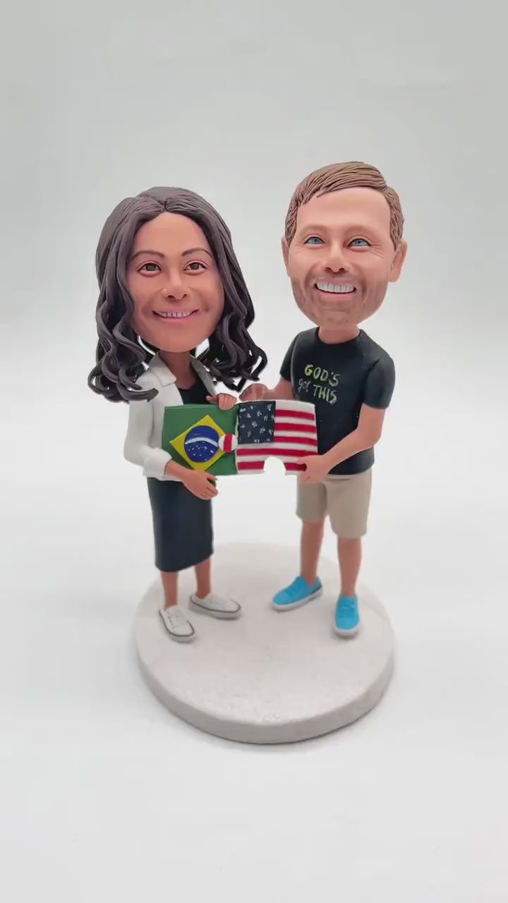 Custom Bobble Head Mini Figurine Couple Customized