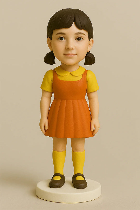 Custom Squid Game Female Bobblehead - Handmade Polymer Clay Figurine Based on Your Photo
