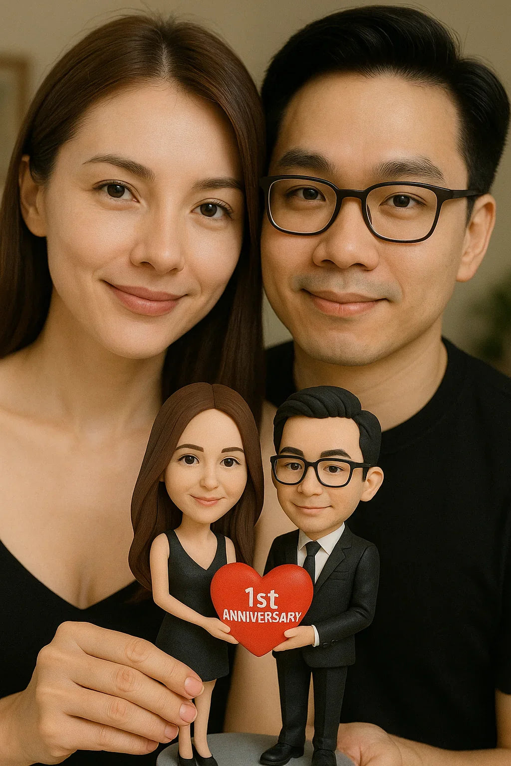Celebrate Your 1st Anniversary with a Custom Bobblehead Cake Topper - The Perfect Personalized Gift for Couples and Corporate Events