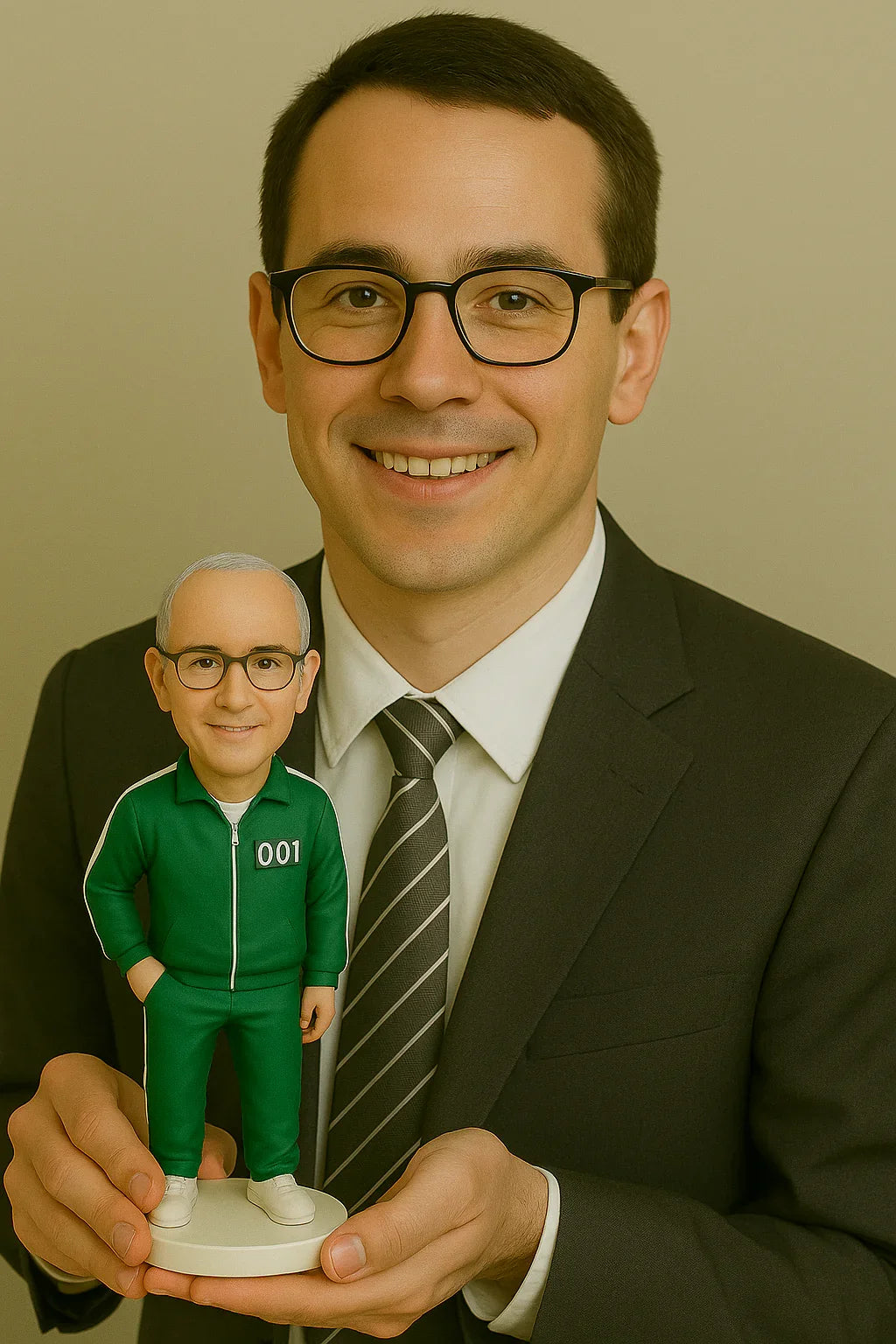Custom Squid Game Male Bobblehead - Handmade Polymer Clay Figurine Based on Your Photo