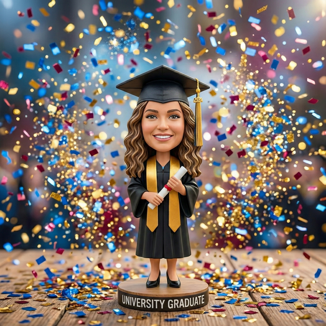Personalize Your Graduation Celebration with A Custom Bobblehead Mini Figurine As Your Special Custom Cake Topper and Corporate Gift