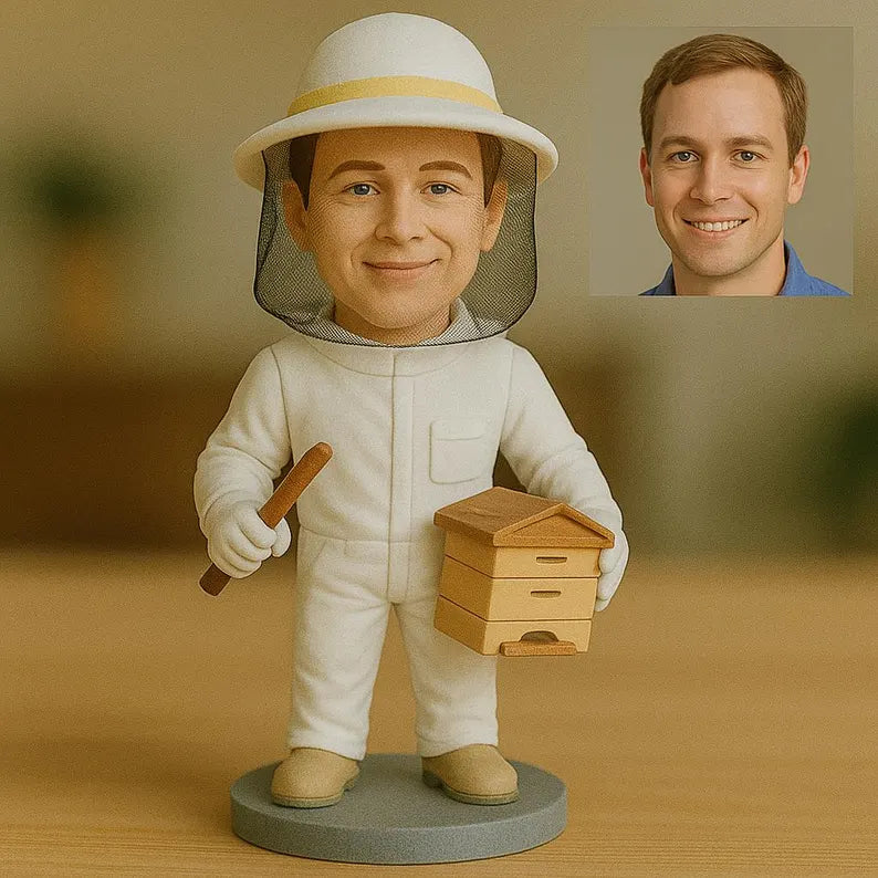 Unleash the Charm of the Custom Beekeeper Bobblehead for Company Events and Personalized Gifts for Employees