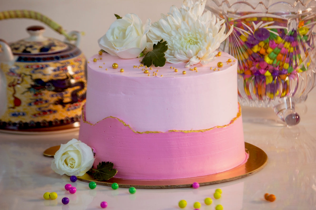 a cake with flowers on top
