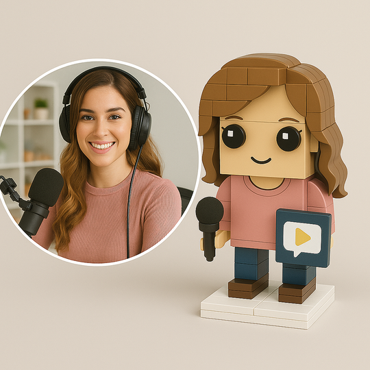 Custom Live Stream Host Brick Figurine – Personalized Streamer Mini Figure | Gift for Streamers, Hosts & Content Creators