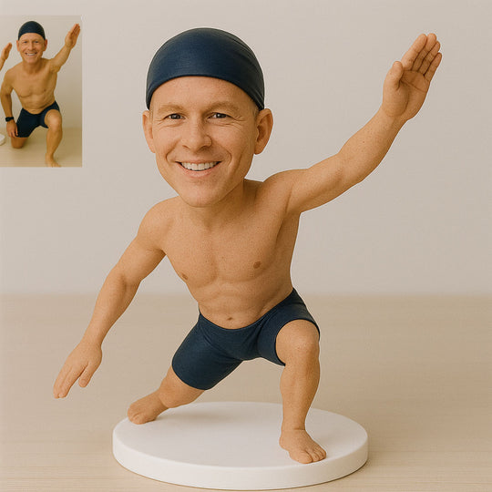 Custom Swimmer Bobblehead – Personalized Swimming Figurine Gift for Athletes & Coaches