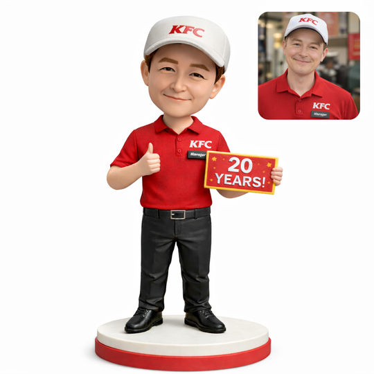 Custom KFC Farewell Bobblehead – Personalized Employee Gift for Retirement, Goodbye & Crew Appreciation