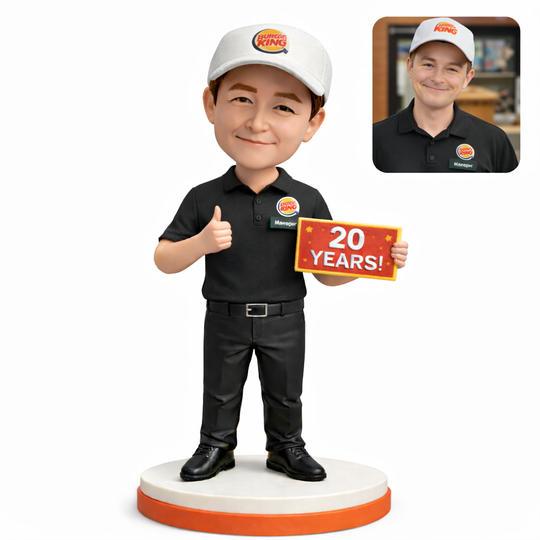 Custom Burger King Farewell Bobblehead – Personalized Employee Gift for Retirement, Goodbye & Crew Appreciation