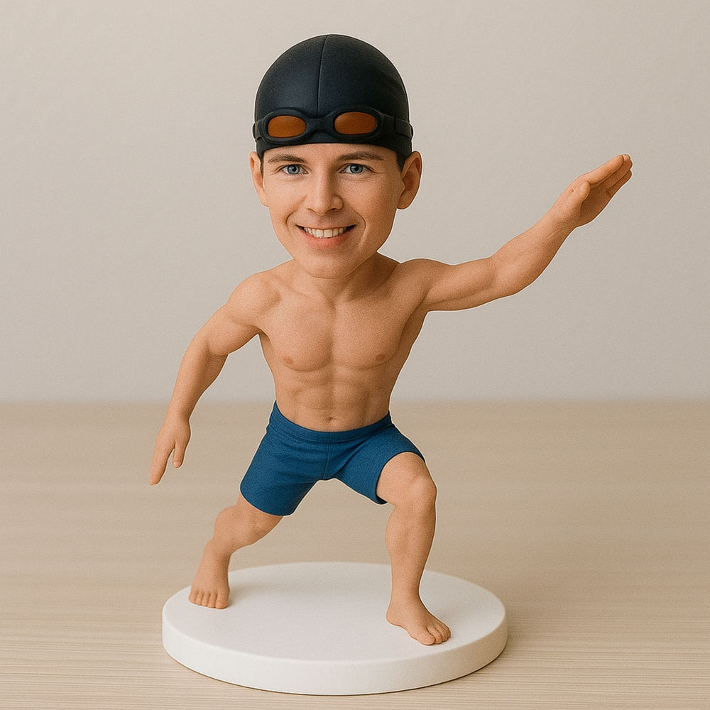 Custom Swimmer Bobblehead – Personalized Swimming Figurine Gift for Athletes & Coaches