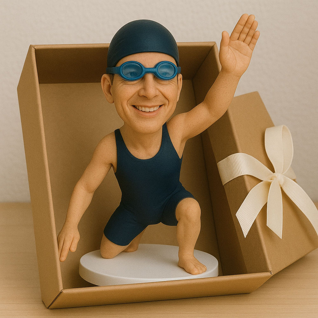 Custom Swimmer Bobblehead – Personalized Swimming Figurine Gift for Athletes & Coaches