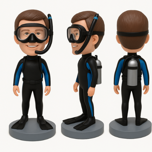 Custom Bobble Head Mini Figurine Scuba Diver Customized