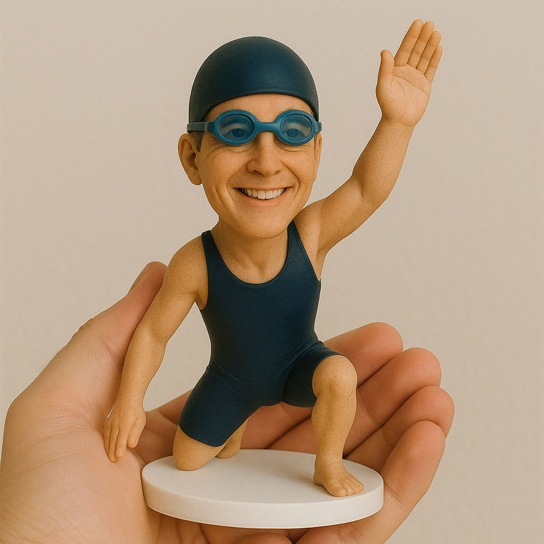 Custom Swimmer Bobblehead – Personalized Swimming Figurine Gift for Athletes & Coaches
