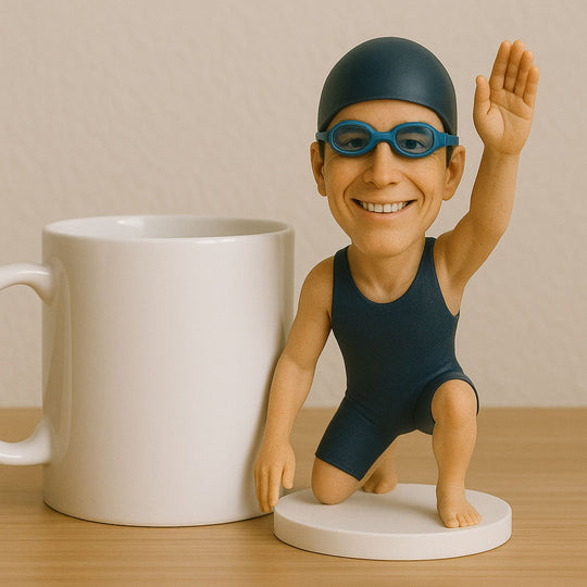 Custom Swimmer Bobblehead – Personalized Swimming Figurine Gift for Athletes & Coaches
