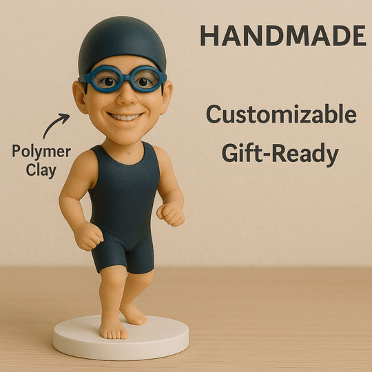 Custom Swimmer Bobblehead – Personalized Swimming Figurine Gift for Athletes & Coaches
