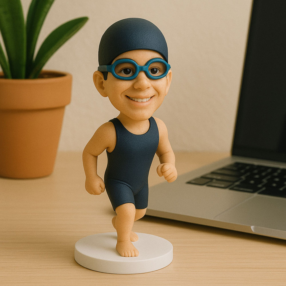 Custom Swimmer Bobblehead – Personalized Swimming Figurine Gift for Athletes & Coaches