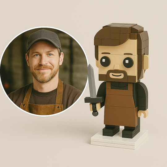 Custom Swordsmith Brick Figurine – Personalized Blacksmith Mini Figure | Gift for Metalworkers, Makers & Fantasy Fans