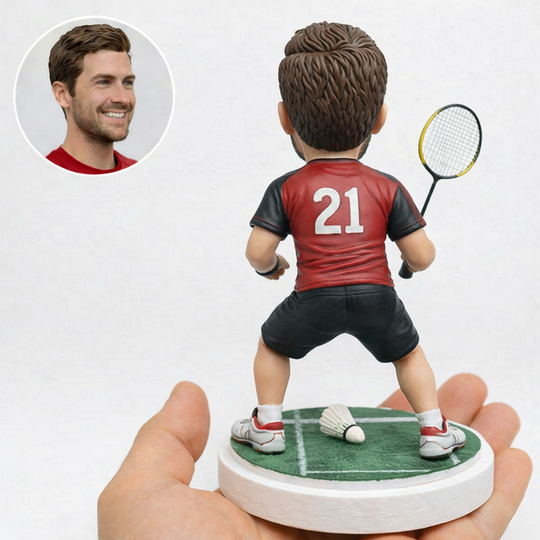 Custom Badminton Player Bobblehead – Personalized Athlete Figurine from Your Photo