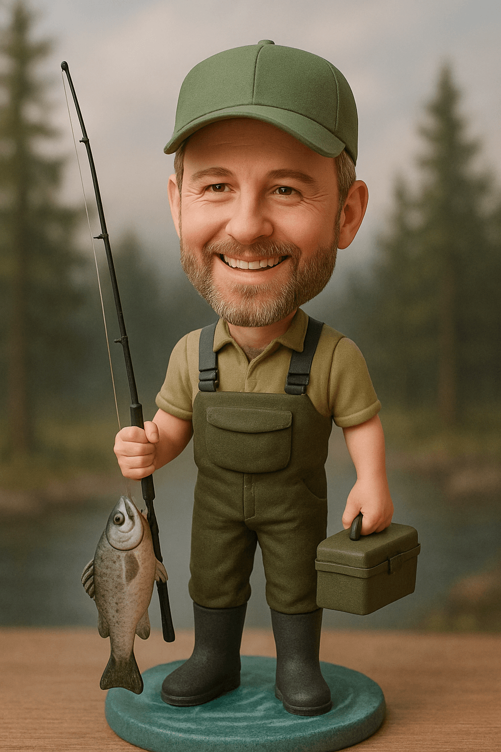 Custom Bobble Head Mini Figurine Fishing Lover Customized