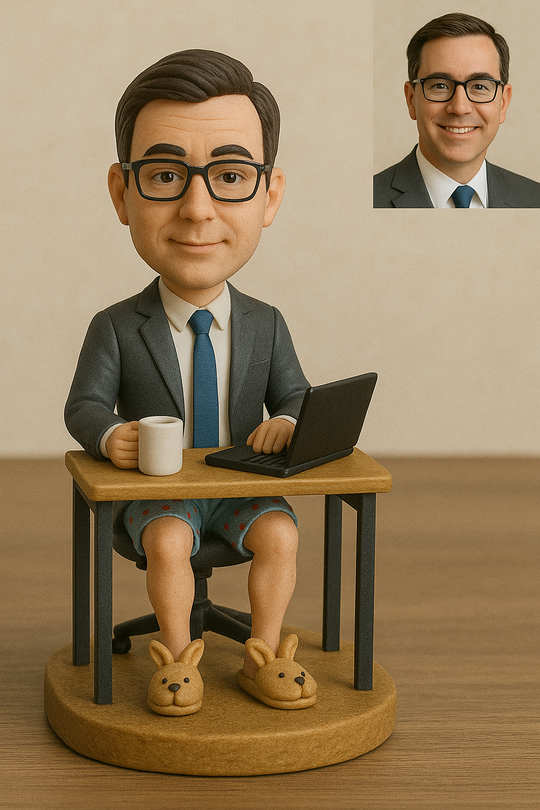 Custom Work-From-Home Bobblehead – Formal on Top, Pajamas on Bottom