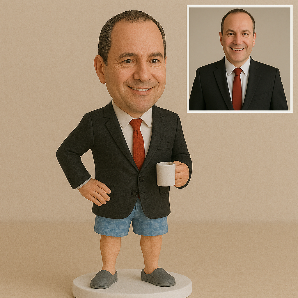 Custom Work-From-Home Bobblehead – Formal on Top, Pajamas on Bottom