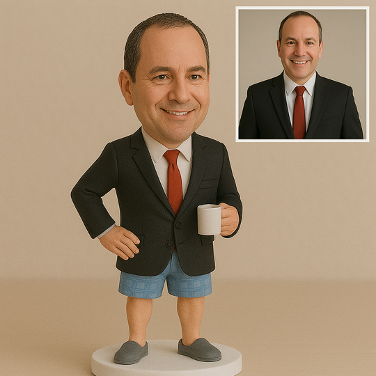Custom Work-From-Home Bobblehead – Formal on Top, Pajamas on Bottom