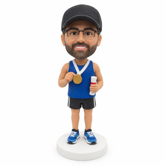 Custom Marathon Runner Bobblehead – Personalized Race Finisher Gift