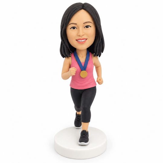 Custom Marathon Runner Bobblehead – Personalized Race Finisher Gift