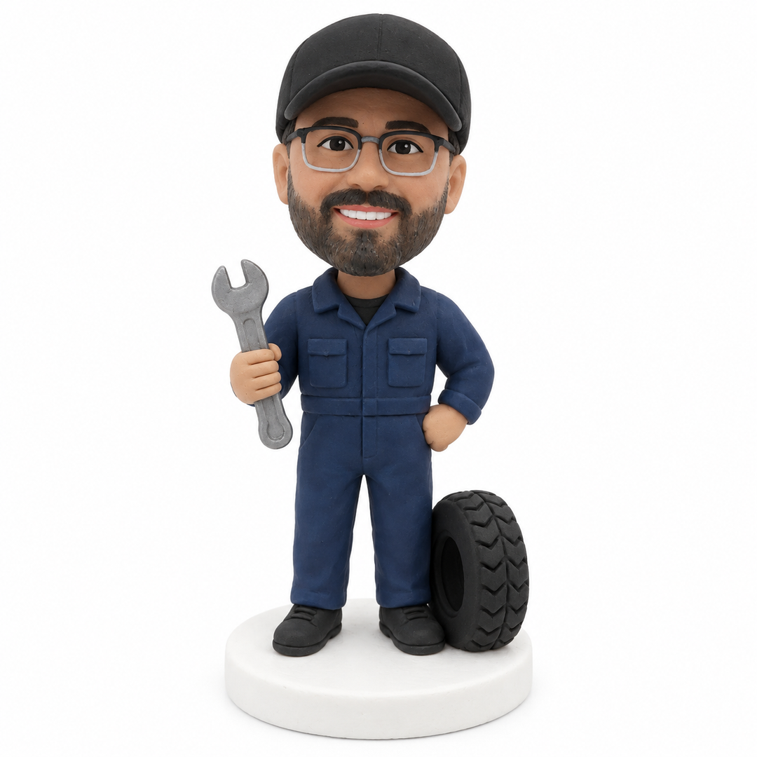 Custom Mechanic Bobblehead – Personalized Auto Technician Gift with Wrench & Toolbox