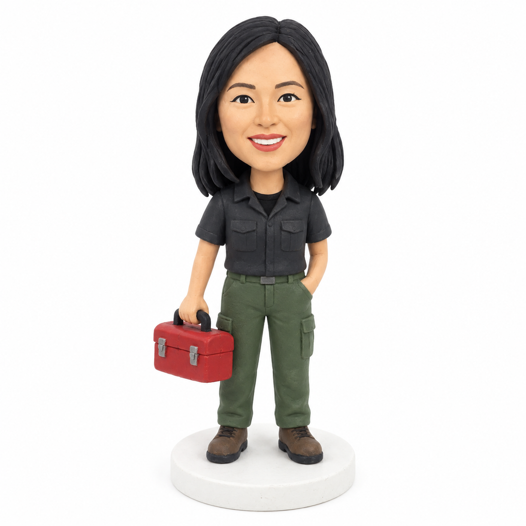 Custom Mechanic Bobblehead – Personalized Auto Technician Gift with Wrench & Toolbox