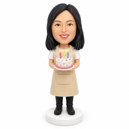 Custom Baker Bobblehead – Personalized Baker Gift with Cake, Bread or Cupcakes