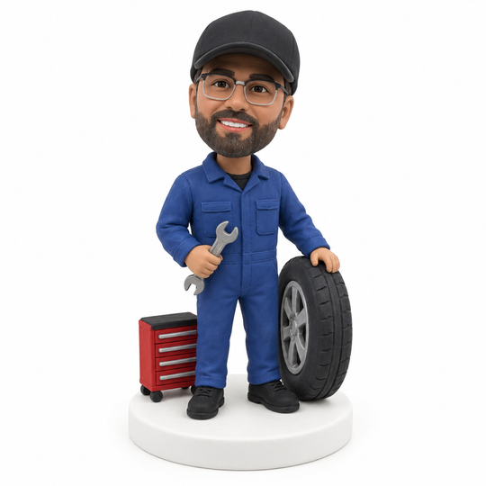 Custom Mechanic Bobblehead – Personalized Auto Technician Gift with Wrench & Toolbox