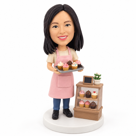 Custom Baker Bobblehead – Personalized Baker Gift with Cake, Bread or Cupcakes