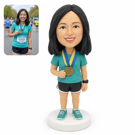 Custom Marathon Runner Bobblehead – Personalized Race Finisher Gift