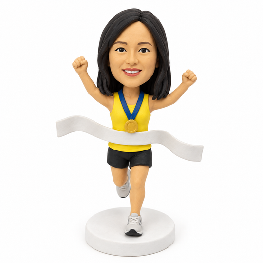 Custom Marathon Runner Bobblehead – Personalized Race Finisher Gift
