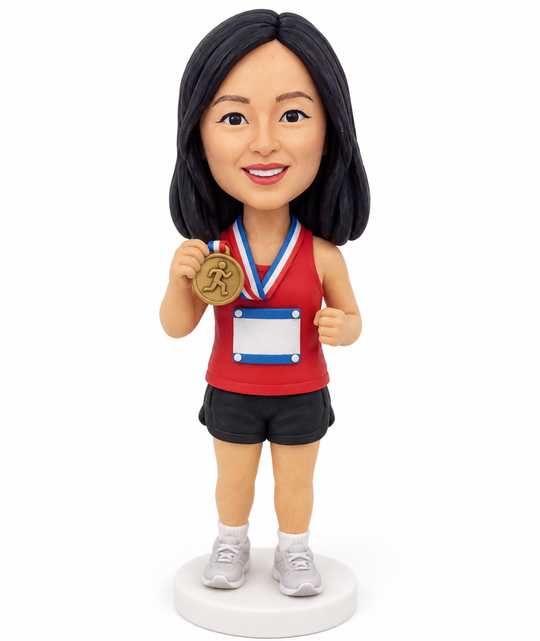 Custom Marathon Runner Bobblehead – Personalized Race Finisher Gift