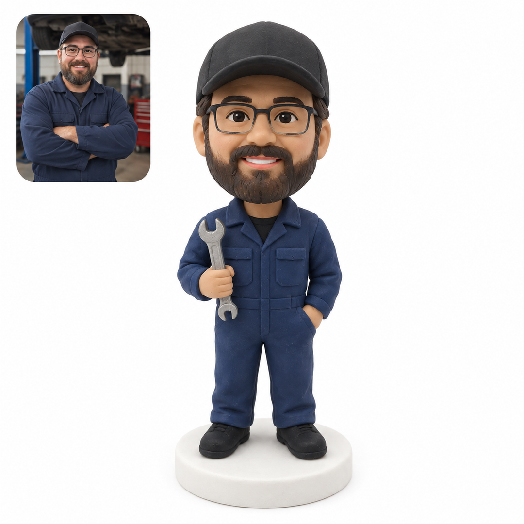 Custom Mechanic Bobblehead – Personalized Auto Technician Gift with Wrench & Toolbox