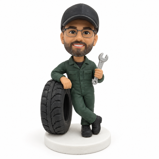Custom Mechanic Bobblehead – Personalized Auto Technician Gift with Wrench & Toolbox
