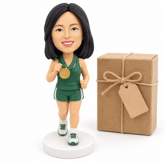 Custom Marathon Runner Bobblehead – Personalized Race Finisher Gift
