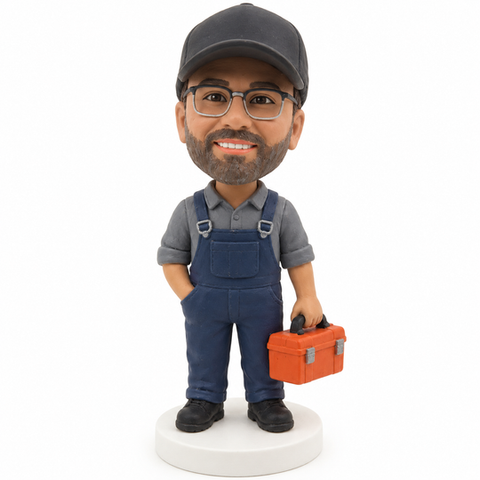 Custom Mechanic Bobblehead – Personalized Auto Technician Gift with Wrench & Toolbox