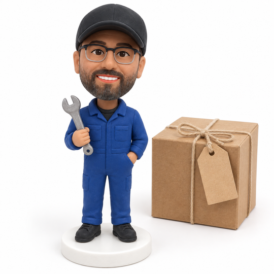Custom Mechanic Bobblehead – Personalized Auto Technician Gift with Wrench & Toolbox