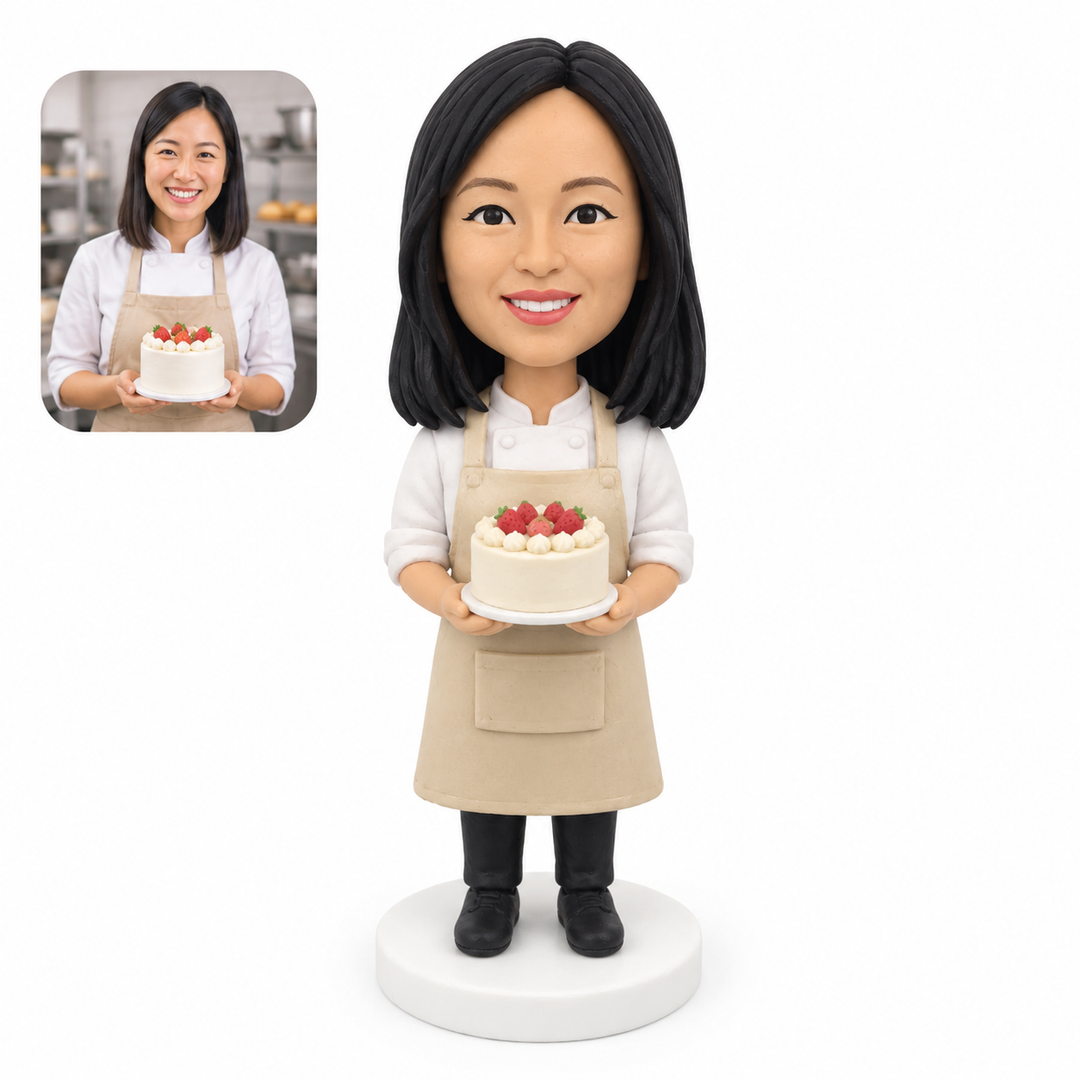 Custom Baker Bobblehead – Personalized Baker Gift with Cake, Bread or Cupcakes