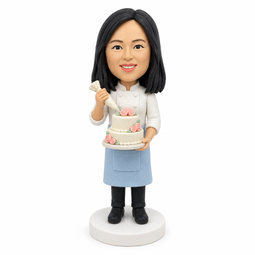 Custom Baker Bobblehead – Personalized Baker Gift with Cake, Bread or Cupcakes