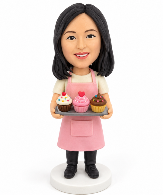 Custom Baker Bobblehead – Personalized Baker Gift with Cake, Bread or Cupcakes