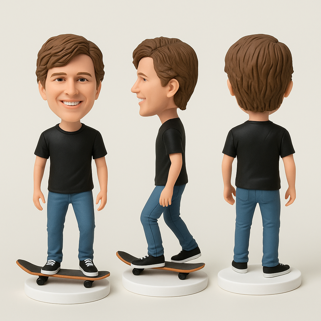 Custom Skateboarder Bobblehead – Personalized Skater Figurine Gift