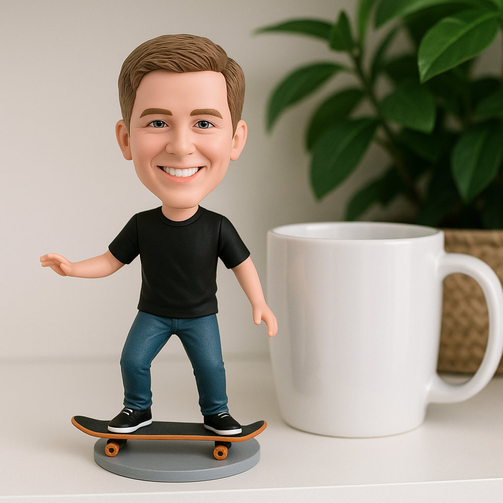 Custom Skateboarder Bobblehead – Personalized Skater Figurine Gift