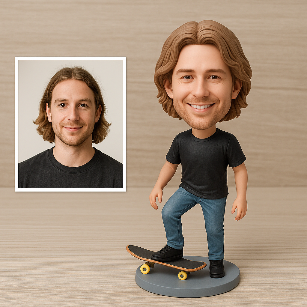 Custom Skateboarder Bobblehead – Personalized Skater Figurine Gift
