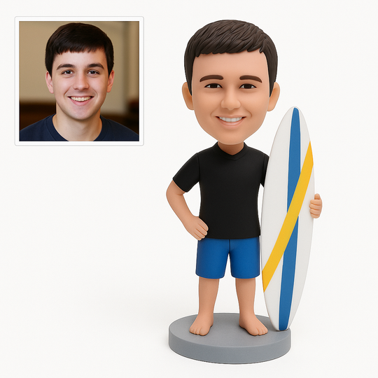 Custom Surfer Bobblehead – Personalized Surfing Figurine & Unique Beach Gift