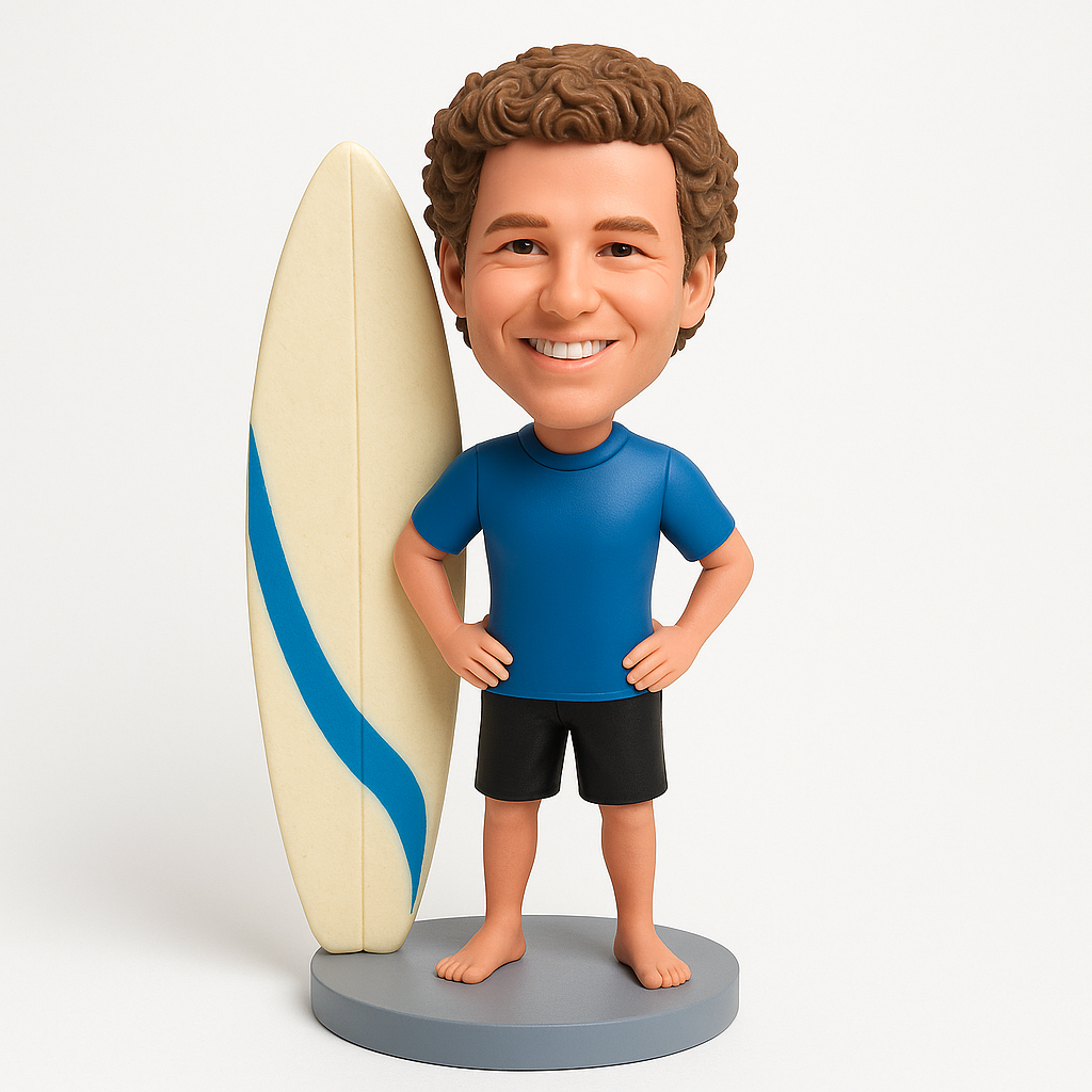 Custom Surfer Bobblehead – Personalized Surfing Figurine & Unique Beach Gift